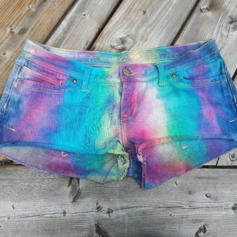 STUNNING Campus Crew Rainbow Tie Dye Shorts Size 0